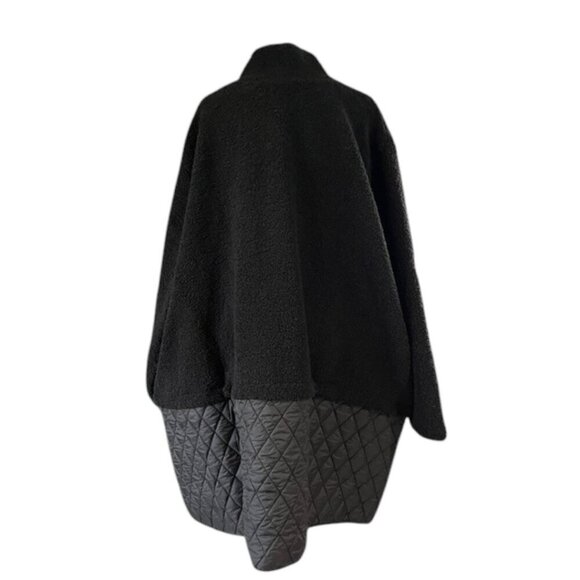 WOMAN WITHIN Black 2-in-1 Zip-Off Berber Quilted Jacket Button Down Plus Size 5X - Picture 8 of 14